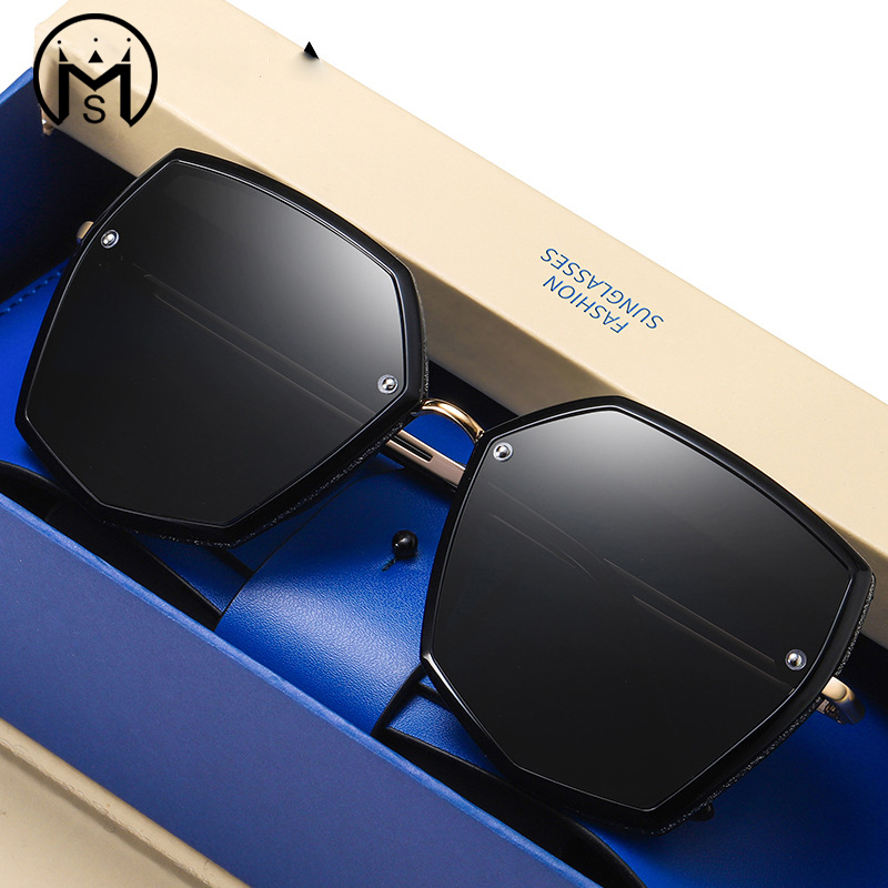 MS Light new ladies Multilateral Polarized Sunglasses Fashion Big Box Driving Car Shading HD Sunglasses