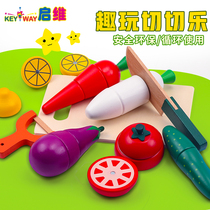 Children live home cutting vegetables Fruit vegetables cooking kitchen toys Magnetic boy girl kitchen baby cutting music