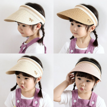  Baby hat Summer childrens big brim empty top hat Girls sun straw hat Boys travel sunshade sunscreen cool hat