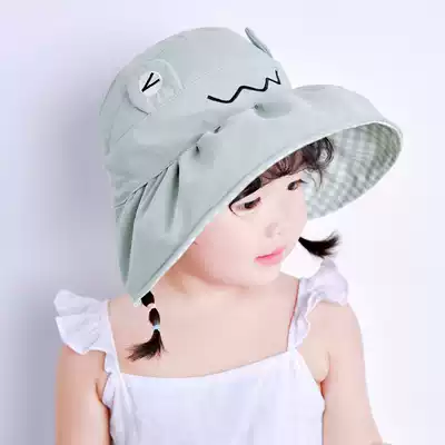 Children's empty hat girl sunshade hat Korean baby cute cartoon fisherman hat summer thin sun hat
