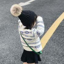  Autumn and winter childrens woolen hat Baby hat Girls ear protection hat Knitted hat Boys plus velvet warm hat Baby pullover hat