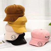  Childrens beret girls Korean spring autumn and winter retro octagonal hat British painter hat Boys baby cap tide