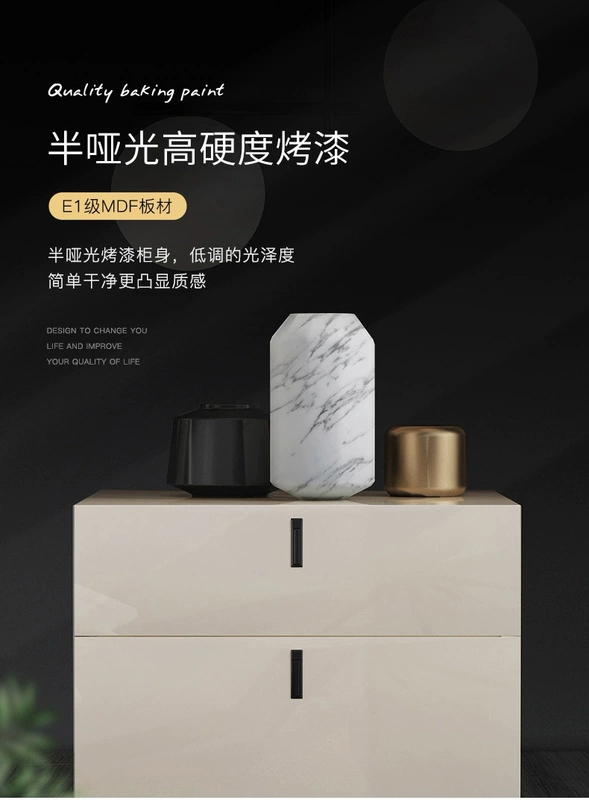 Bàn đầu giường hiện đại phòng ngủ tối giản lưu trữ tủ đầu giường hai ngăn kéo ánh sáng sang trọng đồ nội thất tối giản kiểu Ý hậu hiện đại - Buồng
