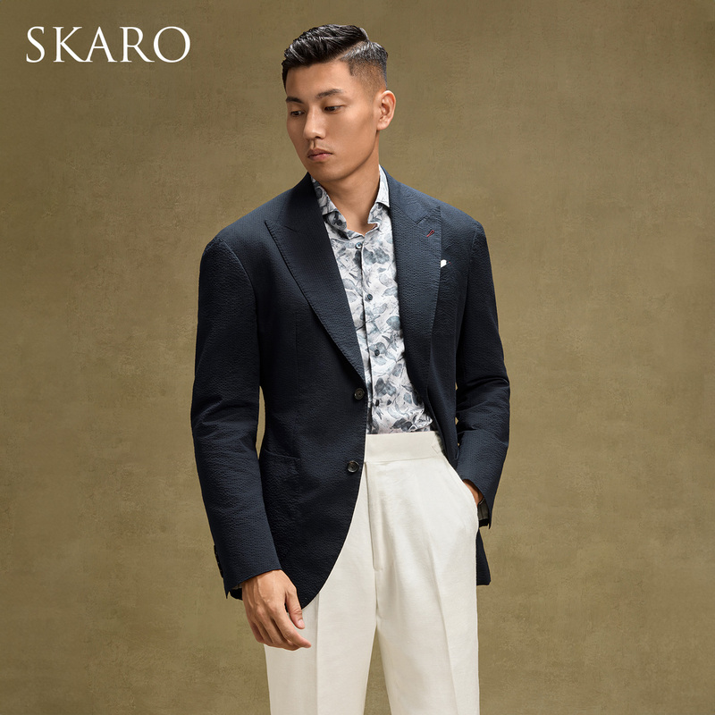 [Handmade Milan Eye & Bubble Yarn] Skaro Casual Blazer Men's High-End Suit Imported Wool Single Blazer
