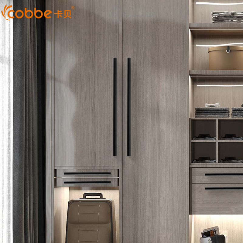 Kabei door handle American black simple lengthened handle modern overall cabinet aluminum alloy cabinet cabinet door drawer handle