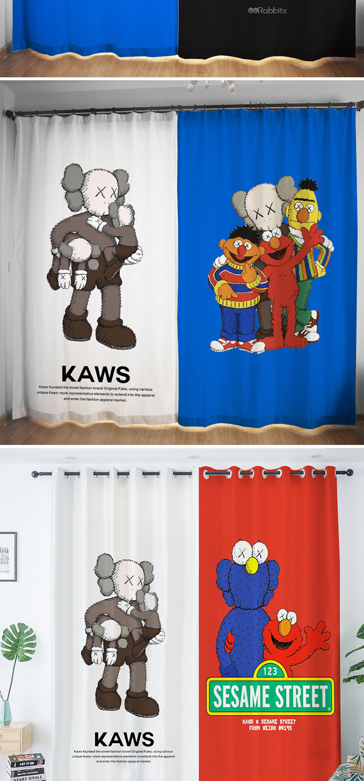 Sesame Street KWAS tên chung 2019 xu hướng mới hoàn thiện cá tính lưới đỏ rèm tùy chỉnh phòng ngủ phòng khách che nắng - Phụ kiện rèm cửa phụ kiện rèm cuốn