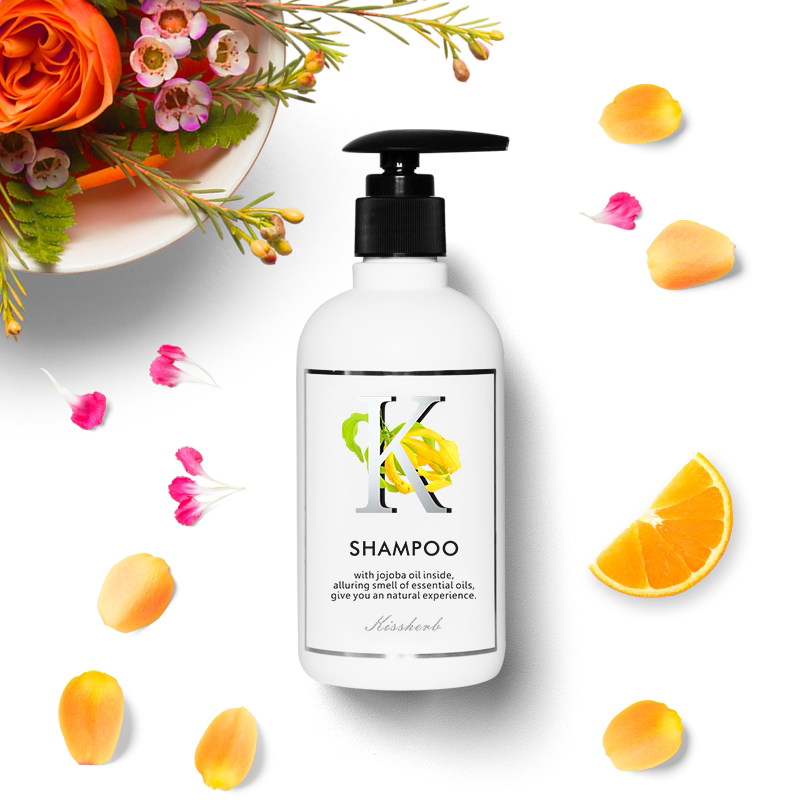 Kissherb Rongsen Sweet Orange Ylang Rose Grass Essential Oil Shampoo Liquid Water/No Fragrance or Colorants, Strong and Nourishing