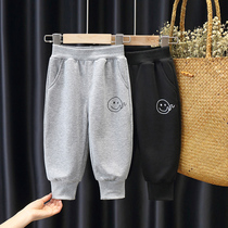 Boy Pants Spring Autumn 2021 New thin section Grey Sports Pants Kiddie Baby Foreign Air Casual Pants Pants