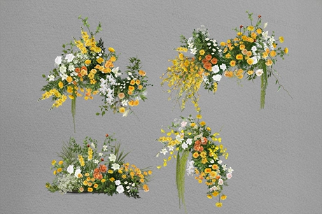 ins黄色户外小清新婚礼花艺psd分层源文件设计素材效果图-婚礼素材网