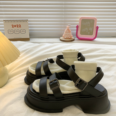 taobao agent Sandals platform, summer universal black advanced footwear, 2023, Korean style, french style, high-quality style