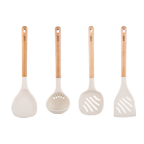 Kawashima House Wood Handle Silicone Pan Shovels Household Nonstick Pan Special Stir-fried Vegetable Shovel Leaking Soup Spoon Suit Complete 1154