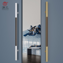 Glass door handle mahogany thickened stainless steel gold push-pull framed solid wood door handle black customizable hole spacing