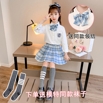 Girls suit College style Western style pleated skirt primary school student jk autumn new 2020 childrens short skirt two-piece set