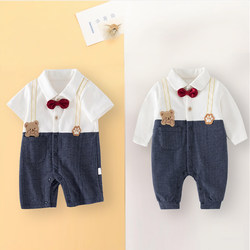 British Style Baby Clothes, Summer Jumpsuits for Male and Female Babies, Full Moon and 100 Days, Gentlemen, Handsome One-Year-Old Dress, Spring & Fall