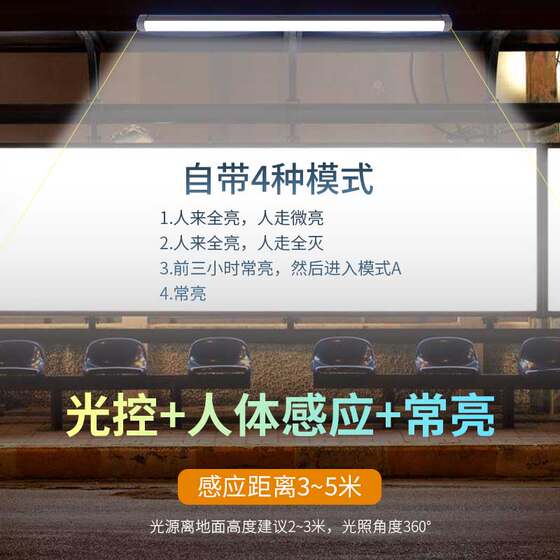 Solar-Powered Indoor Human-Sensing Strip Light for Home Use, Outdoor Public Restroom Advertising Kiosk, Ultra-Bright Smart Daylight Lamp