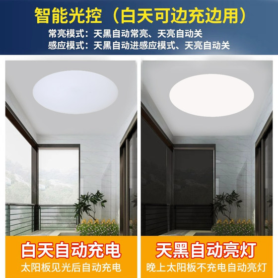 Solar Induction Ceiling Light for Corridor Renovation, Balcony, Hallway, Public Restroom, Garbage Room, Home Indoor Rechargeable Ceiling Light