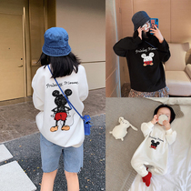 Baby parent-child clothing autumn clothing Mickey sweater 2021 New Tide one family three or four mouth Net red mother and child mother women foreign style