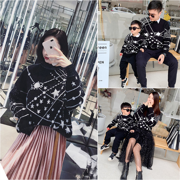 Winter pro-sub-clothing winter clothing 2022 new tide a family of three, four-mouthed mother and mother foreign-style Korean version of the sweater