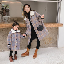 Parent-Child womens clothing 2021 New Autumn Winter Coat girls foreign style plus cotton thick woolen coat coat tide