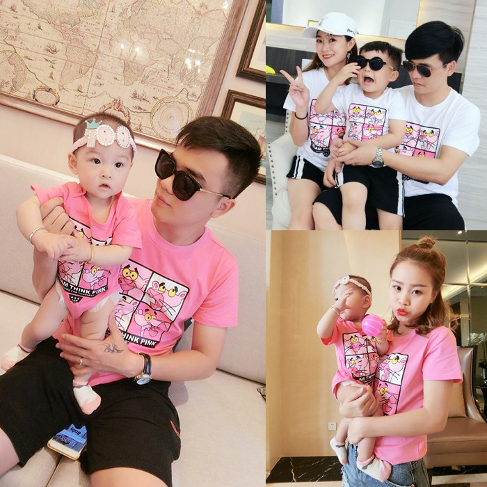 2021 new parent-child summer dress father-daughter mother-daughter mother-of-three one-year-old baby infant short-sleeved tide