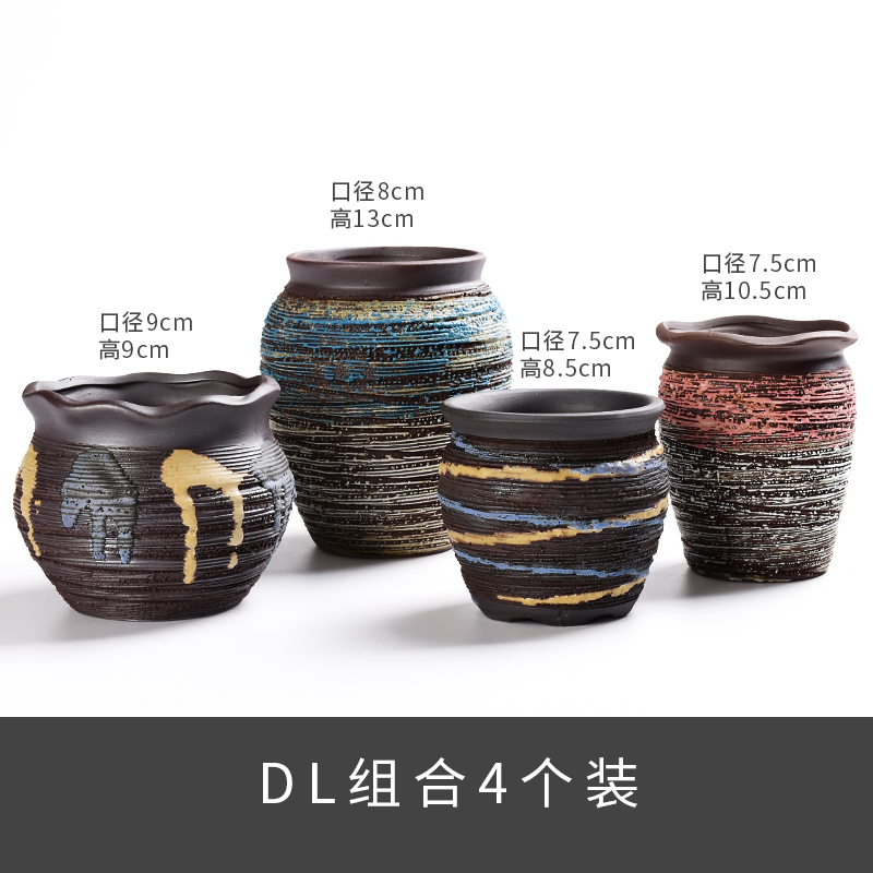 Creative move red mud clay flowerpots coarse pottery breathable little meat meat plant tool ano stripping idea for old running Cun real diseases