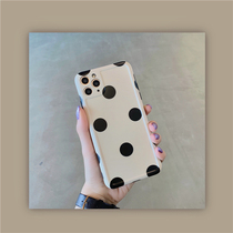 Korea ins wind milk tea color wave points applicable 12 11Pro Max Apple X XS XR SE mini phone shell iPhone7p female 8plus silicon