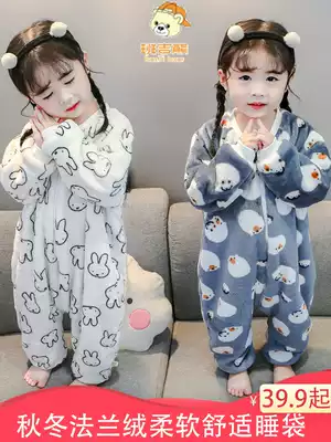 Baby sleeping bag flannel spring and autumn thin winter coral velvet children's baby split leg anti kicks Four Seasons General