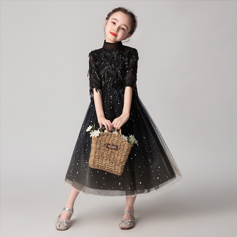 Big Boy Gown Girl's Birthday Princess Dresses Girl Foreign Pie Evening Gown Children Host Walking Show Show Suit Fall