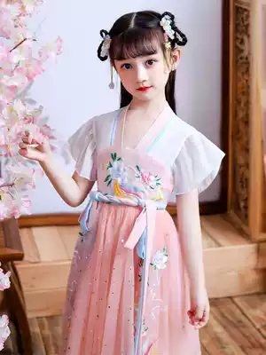 Hanfu girl dress short summer dress dress elegant children Hanfu summer thin super fairy Chinese style short sleeve