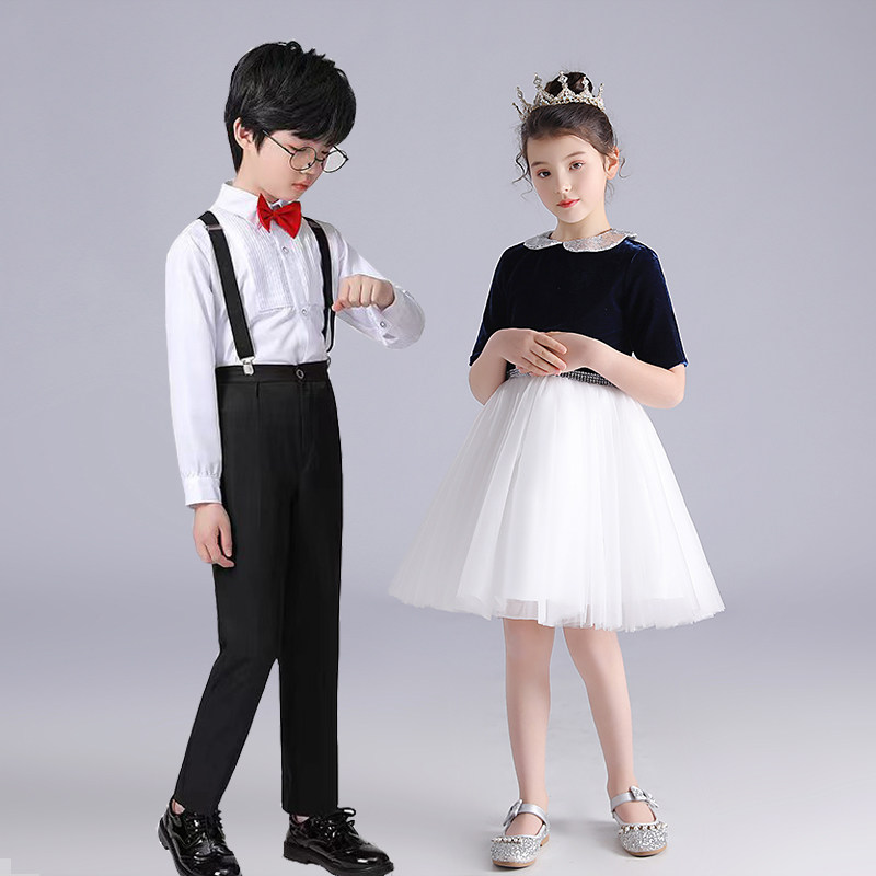 61 children's gown poetry recital host performance clothes primary and secondary school raw boys girls' big choir to act out