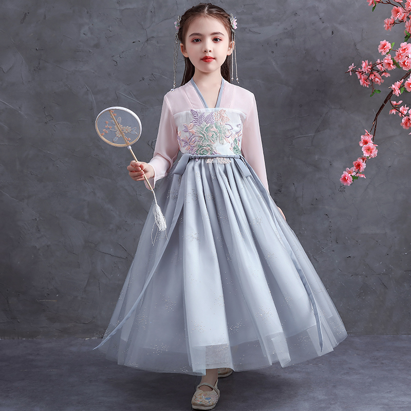 Girls of Han - dress Children Chinese Wind - sleeve Antique 12 - year - old girl Ancient Fairy Dress Summer