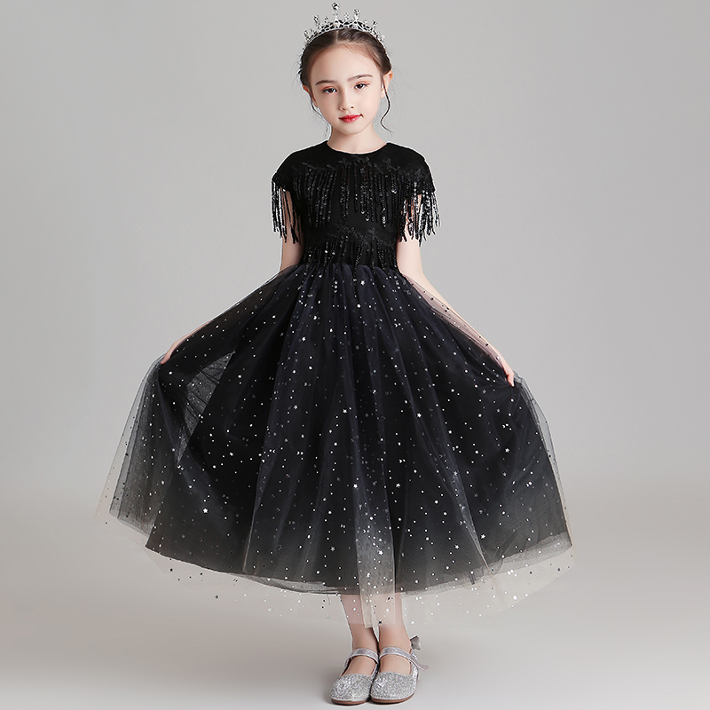 Children's Princess Dress Pengpeng Yarn Black Girls' Dress 2020 Show Evening Dress Flower Girl Temperament Piano Performance Dress