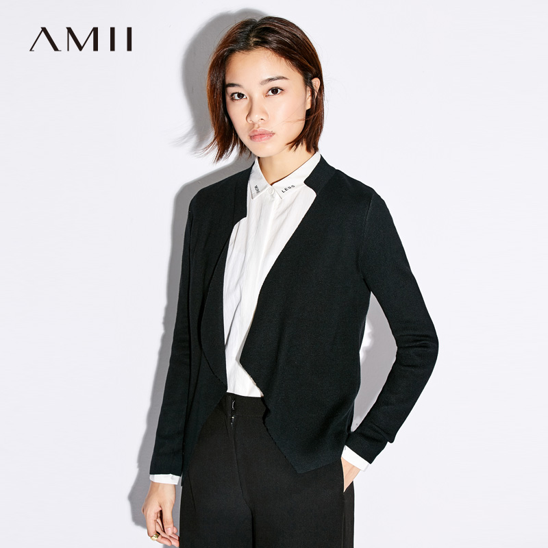 Outlets AMII giải phóng mặt bằng Minimalism) mùa xuân Outfit New Straight rõ ràng Màu Irregular opener áo len áo khoác