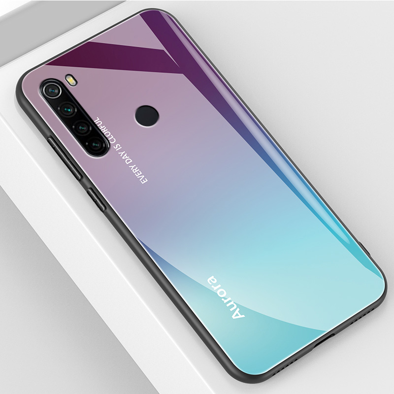 Red Rice Note8 & Gradient PurpleRed rice note8 Mobile phone shell Redmi   note8 pro Glass Protective shell redmi   not8por All inclusive Fall prevention ultrathin noto8 Soft and hard silica gel millet Shell men and women originality personality tide