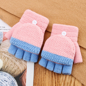 儿童冬季保暖半指翻盖手套