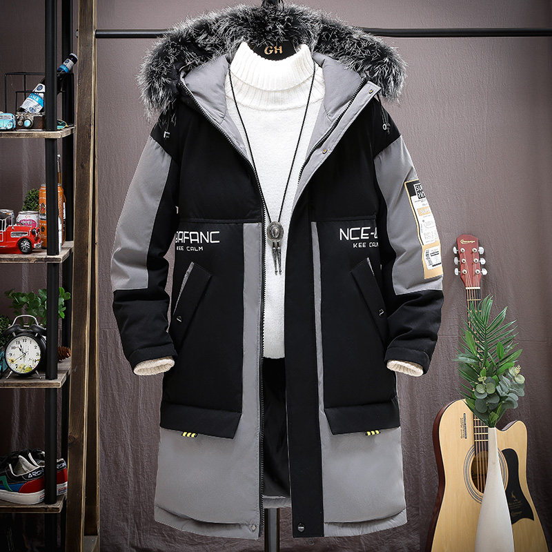 Boys' cotton-padded jacket thickened jacket mid-length version youth fat boy quilted windbreaker 12 students 15-year-old cotton-padded jacket male - Taobao