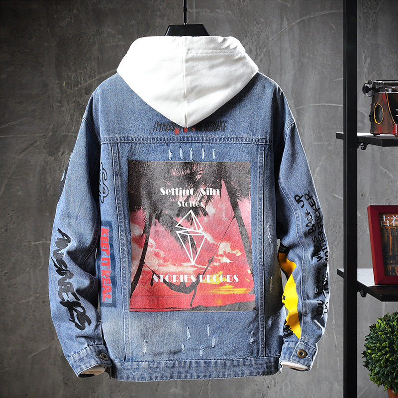 Boy Chun Autumn Ji New Korean version CUHK Boy 12-15-year-old Denim Jacket Boy upper clothes Loose Jacket Man