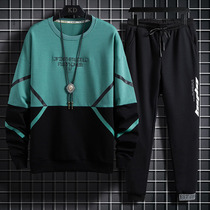 Big Boy Loose Autumn Dress Long Sleeve T-shirt 14 High School Students Suit 13-15-Year-Old Fat Boy Round Collar Guard Autumn Clothes