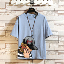 Male Great Boy T-Shirt Fat Boy Han Version Loose 12-15 Year Old Student Pure Cotton Half Sleeve Summer Dress Compassionate Thin short sleeve male