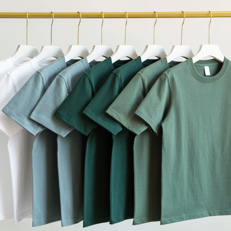 270g Heavyweight Combed Cotton Solid Color T-Shirt, Haze Blue, Jungle Green, Morandi Color Series, Pure Cotton, Forest Style, Unisex 270g Heavyweight Combed Cotton Solid Color T-Shirt, Haze Blue, Jungle Green, Morandi Color Series, Pure Cotton, Forest Style, Unisex