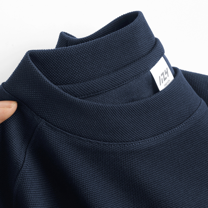 White-Enhancing Navy Blue Heavyweight Pique Cotton Crew Neck Short-Sleeve T-Shirt for Women, Navy Blue American-Style Loose and Versatile Half-Sleeve Top