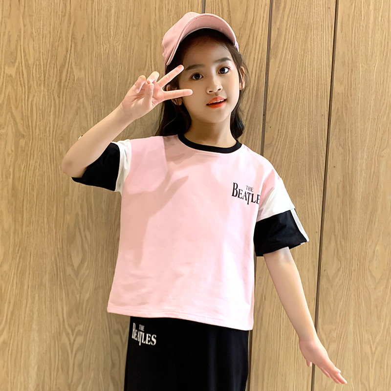 Girls short-sleeved t-shirt 2022 new summer cotton foreign style summer short-sleeved children's children's clothing summer thin tops