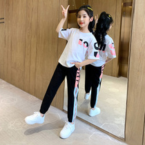 Girls sports suit 2022 new net red ocean gas womens summer clothes 12-year-old girl summer clothes two sets