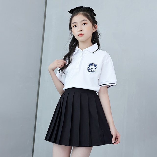 Girls skirt summer pleated skirt jk school uniform mid-length tutu skirt big child black Princess ສິ້ນເດັກນ້ອຍ