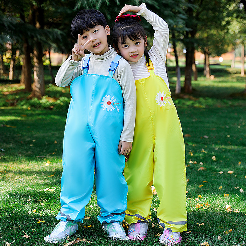 Children's rain pants waterproof pants boys and girls holding baby bag rain pants single jumpsuit children's pants kindergarten rain leg set one-piece