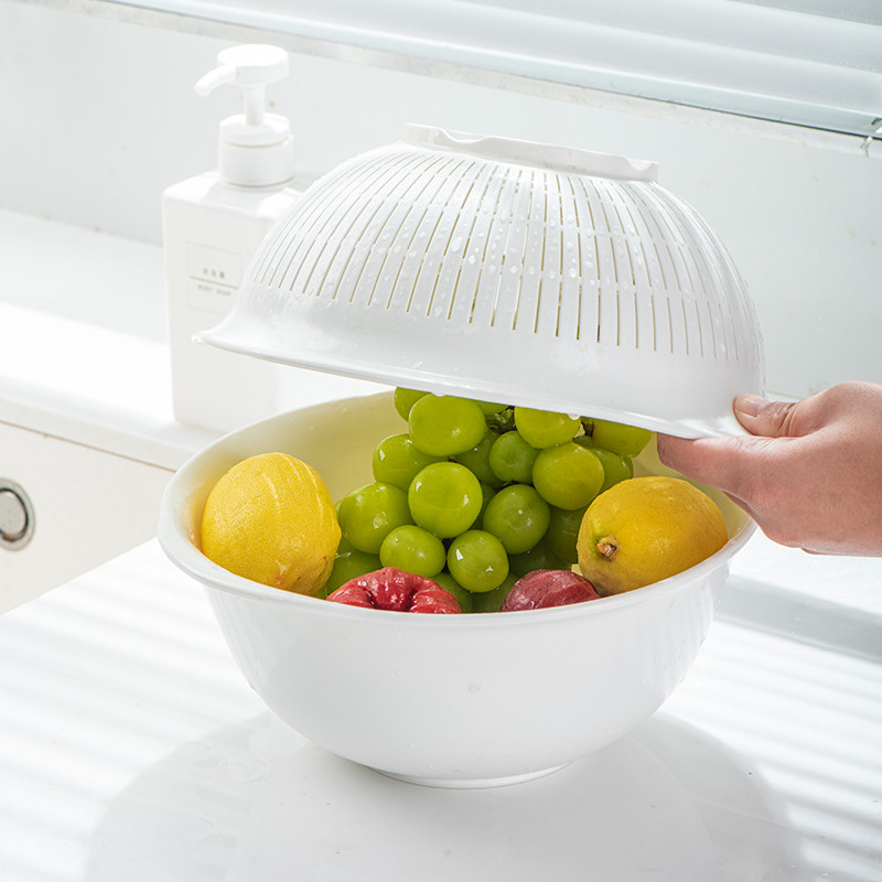 ASVEL Japan imported antibacterial high temperature resistant dish basin double layer multi-functional drainage basket kitchen wash rice fruit basket