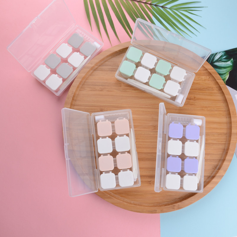 Contact lens case portable multi-side simple to press multiple dress pure color transparent large capacity clammy eye accommodation