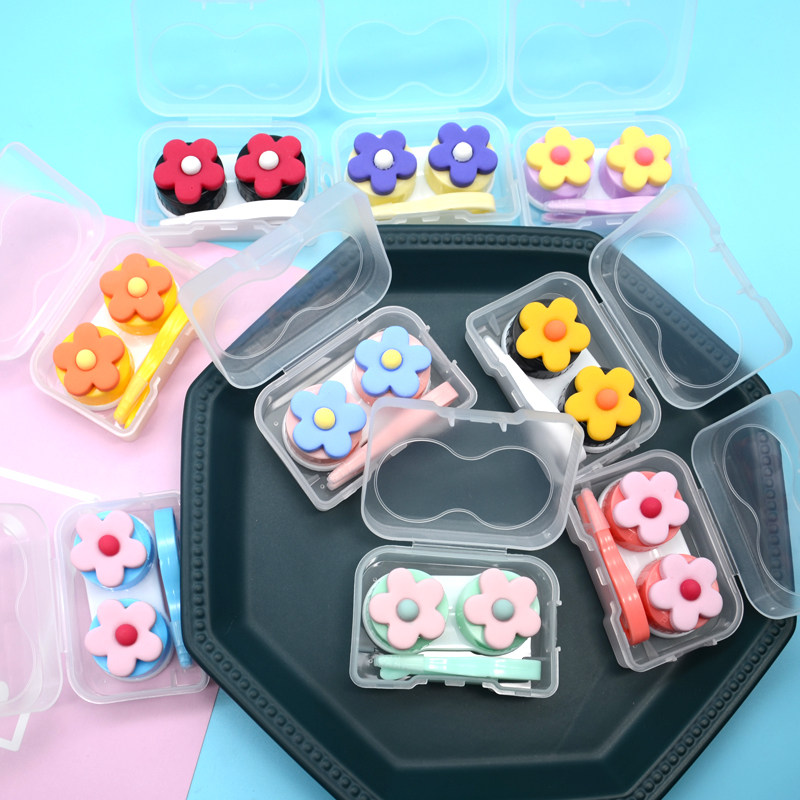 Contact lens box portable companion box care box eye contact box ins girl cute personality accessories duplex box