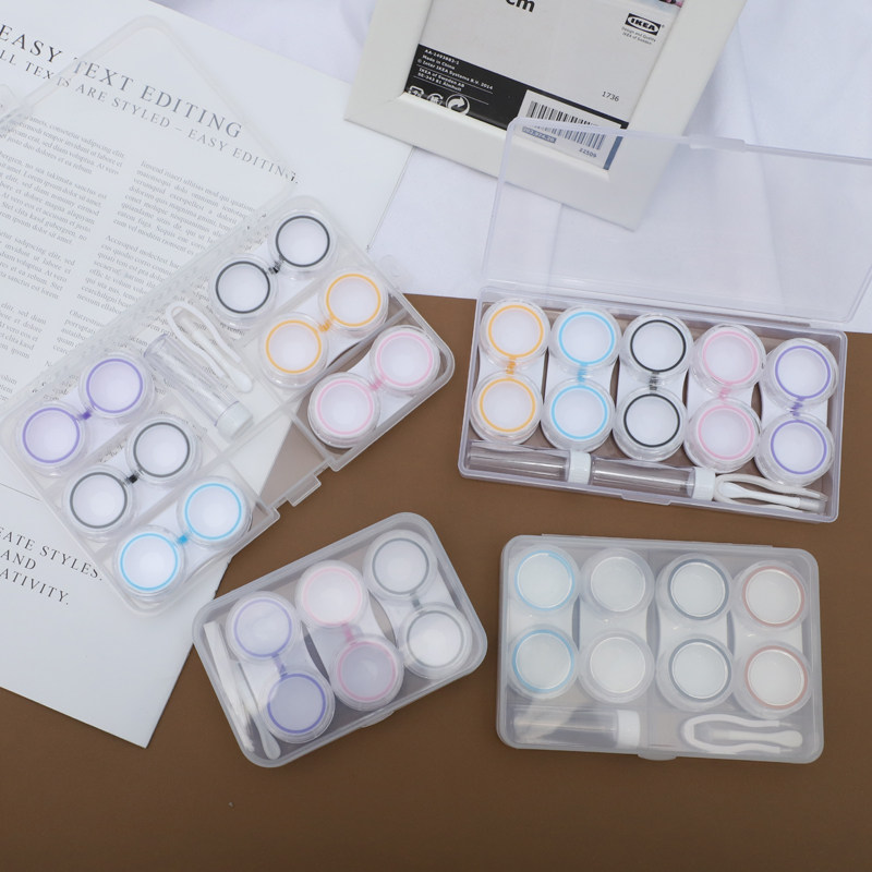 Beauty Pupil Box Contact Lens Box Transparent Multi-Side Portable Dual-Box Combined Suit Large Capacity Myopia Brief