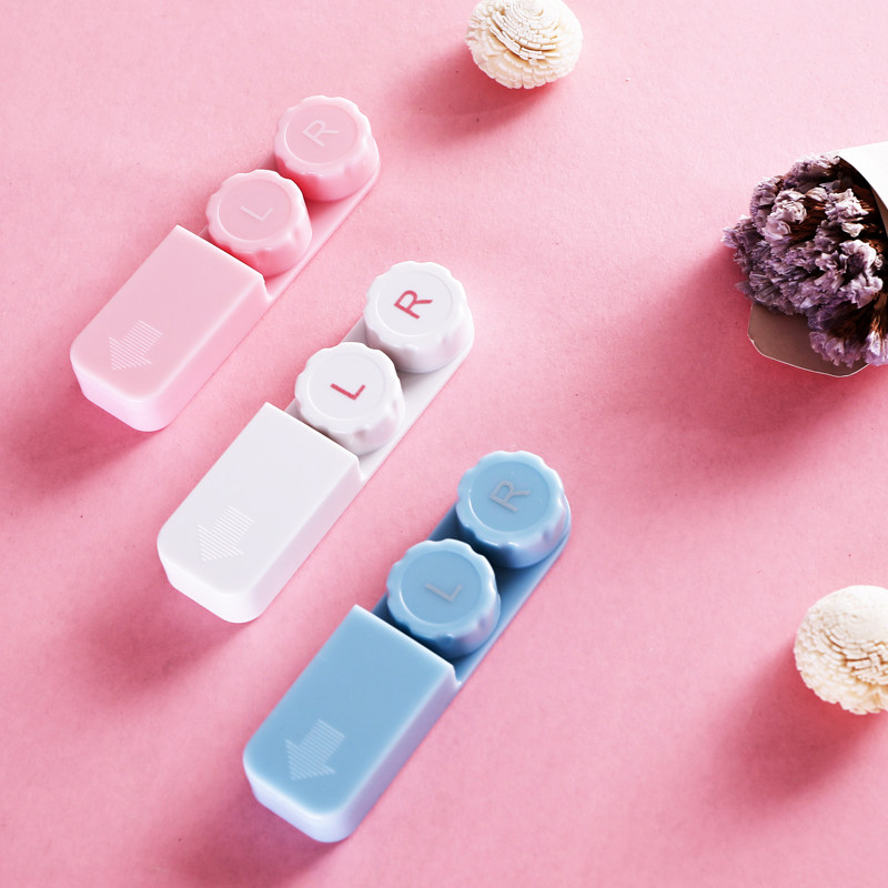 Slip Cover Type Strip Portable Contact Lens Case Mepupil Care Case Containing Box Personality Small Pure Color Double box